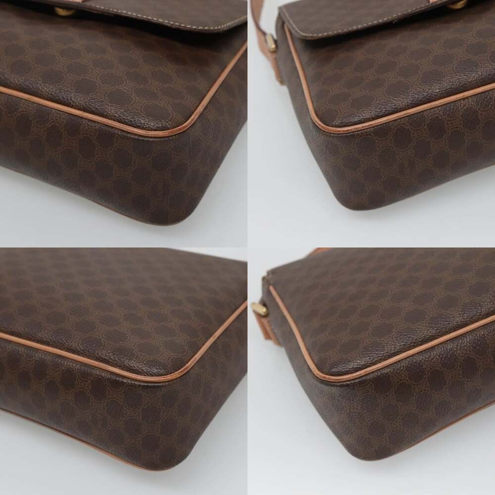 CELINE Macadam Canvas Shoulder Bag Pvc Leather Brown Gold - Picture 10 of 12